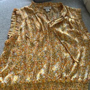 Rachel Zoe orange yellow Floral Blouse